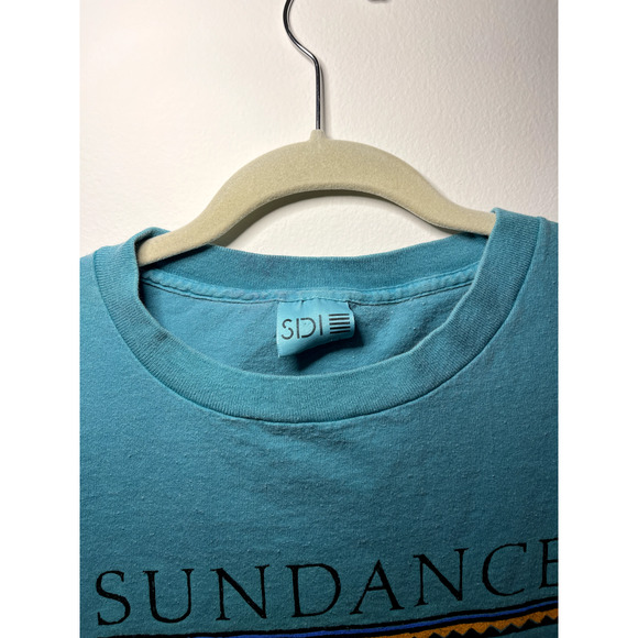 Teal Single-Stitch SUNDANCE Vintage Tee Size Large - Picture 3 of 13